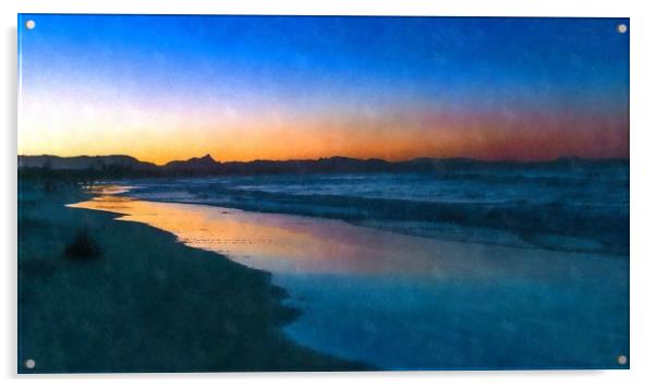 Belongil Beach just after sunset Acrylic by Andrew Michael