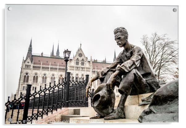 Attila Jozsef statue in Budapest Acrylic by Claire Turner
