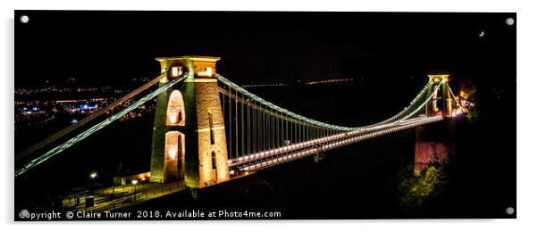 Bristol suspension bridge by night Acrylic by Claire Turner