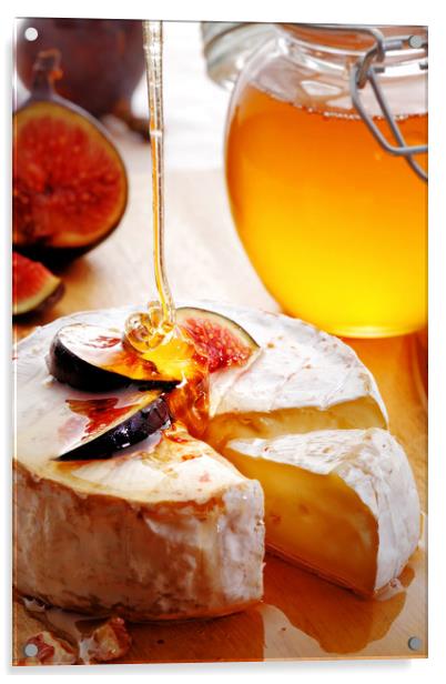 Brie Cheese with Figs and honey Acrylic by Johan Swanepoel