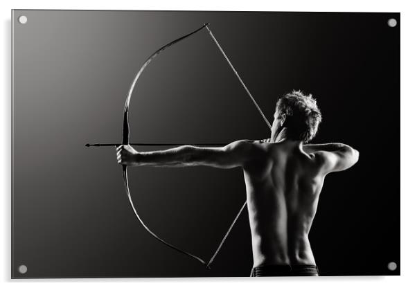 Male archer drawing long bow Acrylic by Johan Swanepoel