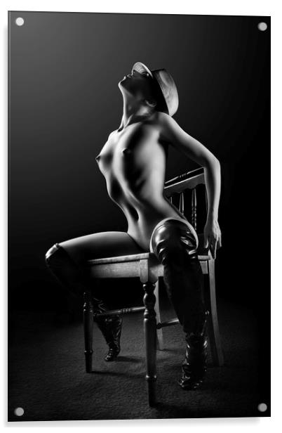 Nude woman on chair 2 Acrylic by Johan Swanepoel