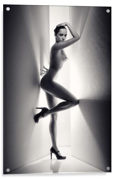 Nude Woman between walls Acrylic by Johan Swanepoel