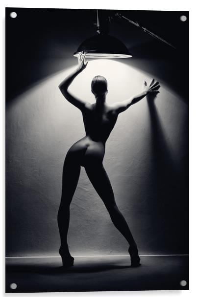 Woman in the spotlight 2 Acrylic by Johan Swanepoel