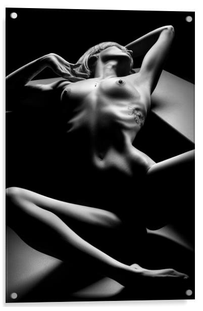 Sensual Nude Woman 5 Acrylic by Johan Swanepoel