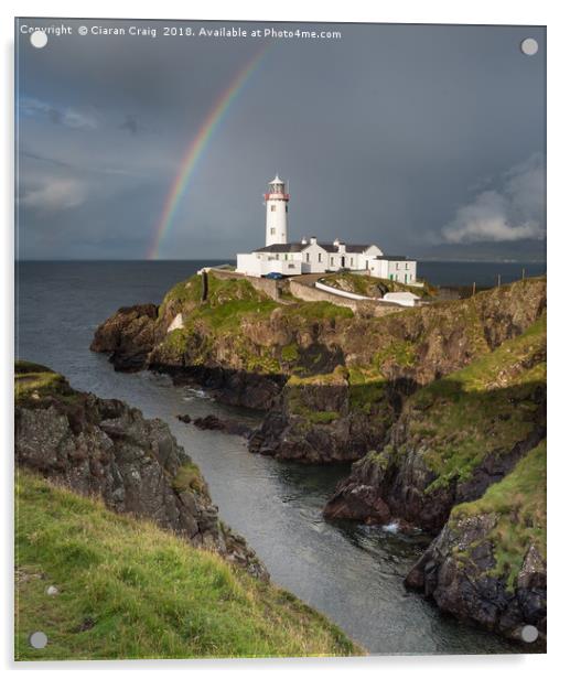 Rainbow over Fanad Head Lighthouse  Acrylic by Ciaran Craig