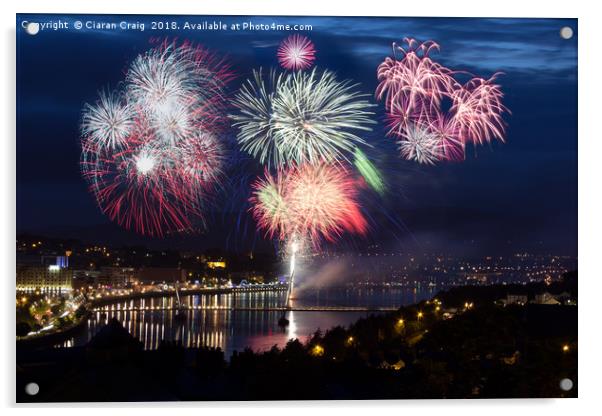 Fireworks over Derry City  Acrylic by Ciaran Craig