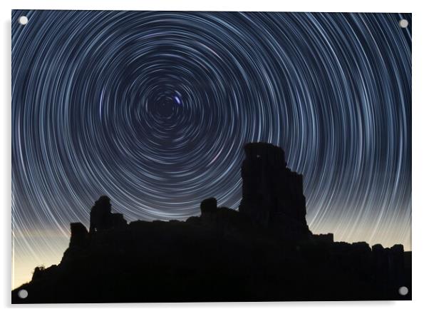 Corfe Star Trails Acrylic by David Neighbour