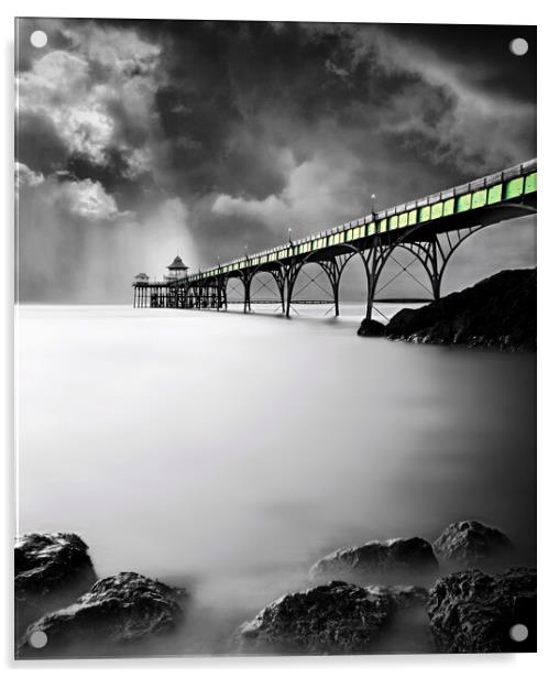 Clevedon Pier - Selectively Coloured Acrylic by David Neighbour