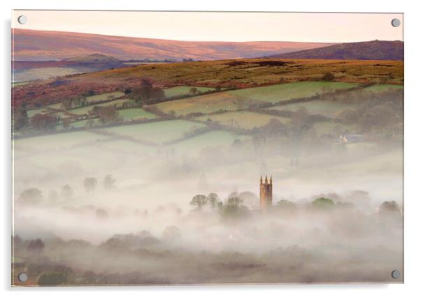 Widecombe-in-the-Mist Acrylic by David Neighbour