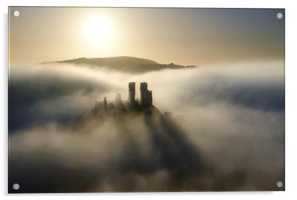 Corfe in the Clouds Acrylic by David Neighbour