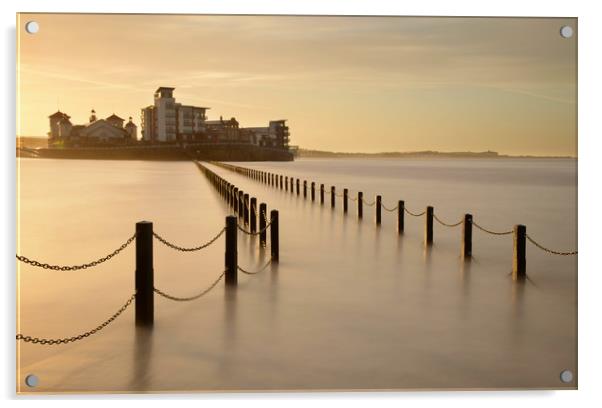 Knightstone Causeway Acrylic by David Neighbour