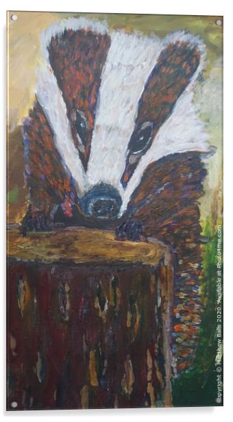 Feeding time for badger Acrylic by Matthew Balls