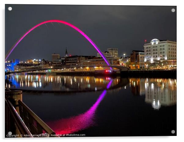 Millennium Bridge at night, Gateshead Acrylic by Ailsa Darragh