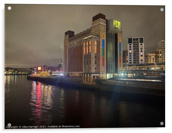 The Baltic Night View, Gateshead Acrylic by Ailsa Darragh