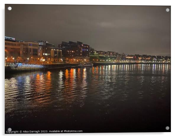Gateshead at night  Acrylic by Ailsa Darragh