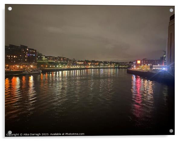 Gateshead night view Acrylic by Ailsa Darragh