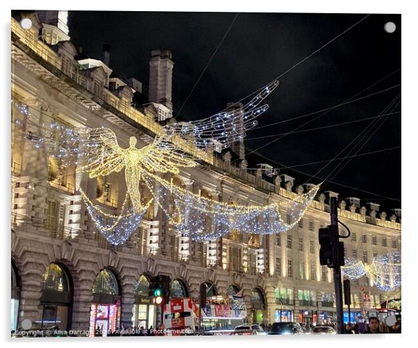 Christmas lights on Regent Street, London Acrylic by Ailsa Darragh