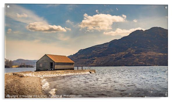 The Boathouse, Loch Katrine Acrylic by Douglas Milne