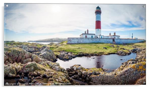 Buchan Ness Lighthouse and Rockpool Acrylic by Douglas Milne