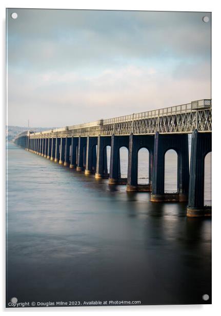 The Tay Bridge from Wormit Acrylic by Douglas Milne