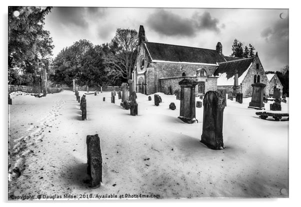 Abercorn Church in the Snow Acrylic by Douglas Milne