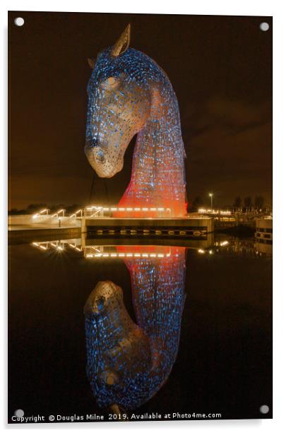 Kelpies Reflections Acrylic by Douglas Milne