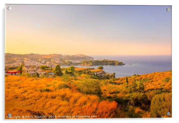 Sunset on the Island of Crete Acrylic by PAUL WILSON
