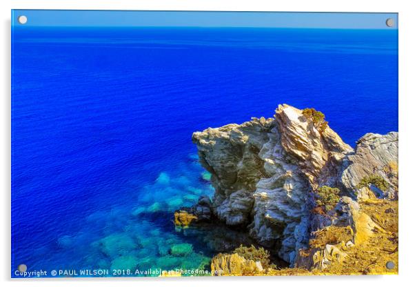 Crete's Stunning Coastal Rocks Acrylic by PAUL WILSON