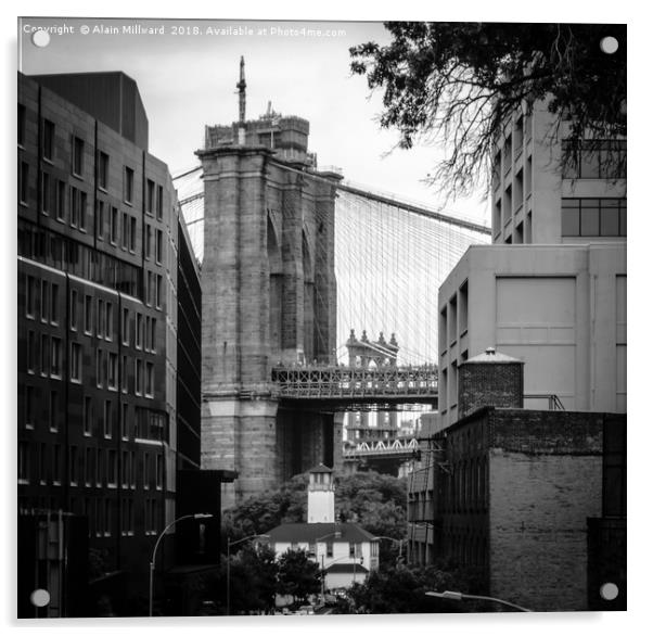 Brooklyn Bridge Acrylic by Alain Millward