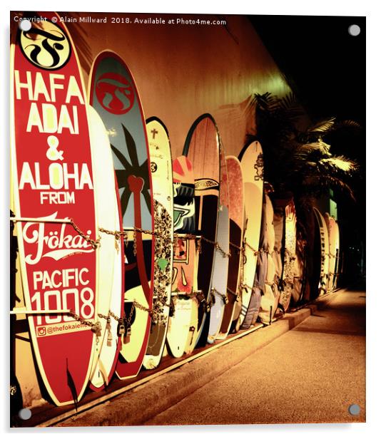 Hawaii Surfboards Acrylic by Alain Millward