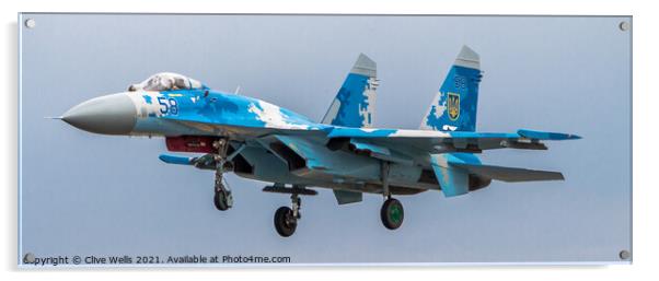 Ukrainian Air Force Su-27 Flanker Acrylic by Clive Wells