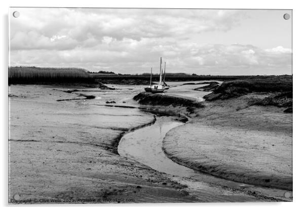 Brancaster in monochrome Acrylic by Clive Wells
