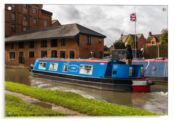 Narrow boat on the Grand Union Canal Acrylic by Clive Wells