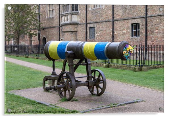 The cannon Ukrainan colours. Acrylic by Clive Wells