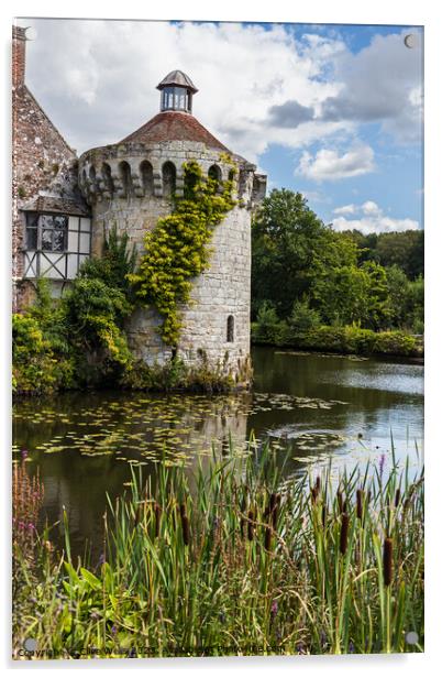 Round tower of Scotney Castle, Acrylic by Clive Wells