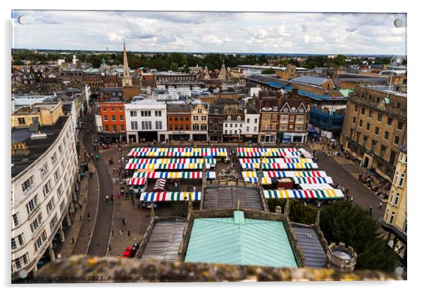 Cambridge market place from above Acrylic by Clive Wells