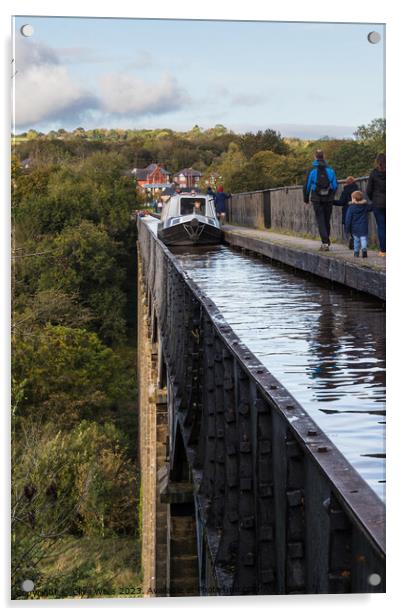 Canal boat on the Pontcysyllte Aqueduct Acrylic by Clive Wells