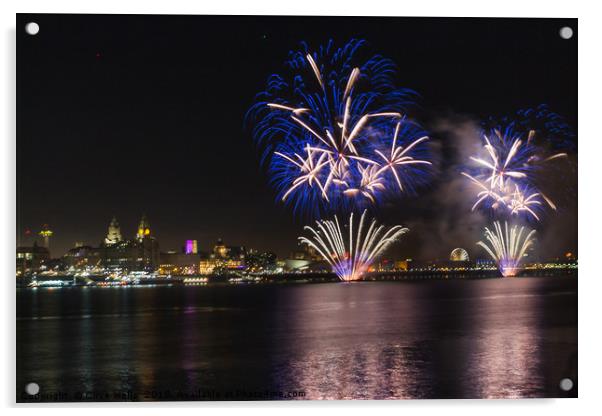 Bright lights over the riverfront at Liverpool Acrylic by Clive Wells