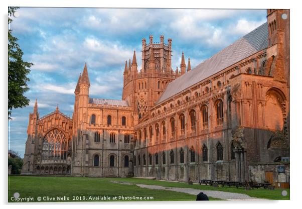 Turning red during the sunset, Ely Cathedral in al Acrylic by Clive Wells
