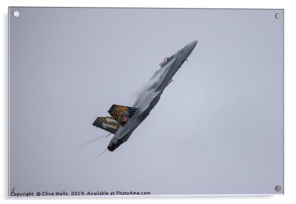 F/A-18C Hornet pulling hard at RAF Fairford Acrylic by Clive Wells