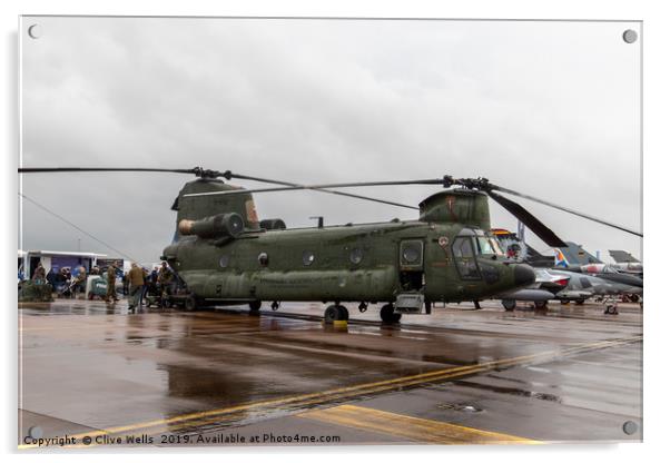Boeing CH-47 Chinook seen on static at RAF Fairfor Acrylic by Clive Wells