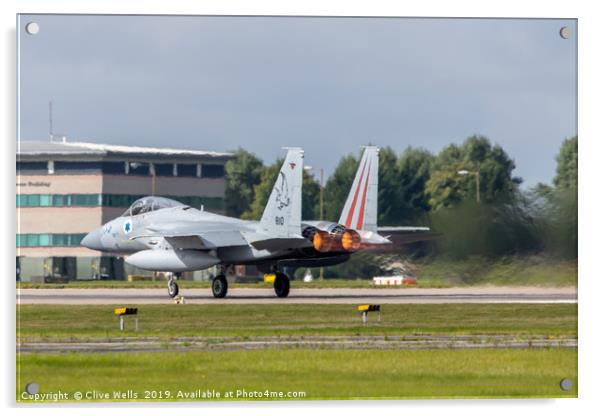 Isreali F-15I on take off at RAF Waddington Acrylic by Clive Wells