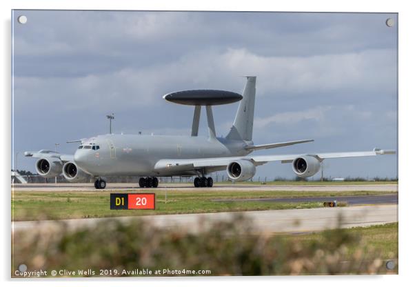 Boeing E3 Sentry seen at RAF Waddington Acrylic by Clive Wells