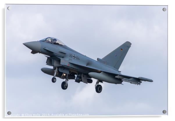 German EF2000 Typhoon at RAF Waddington Acrylic by Clive Wells