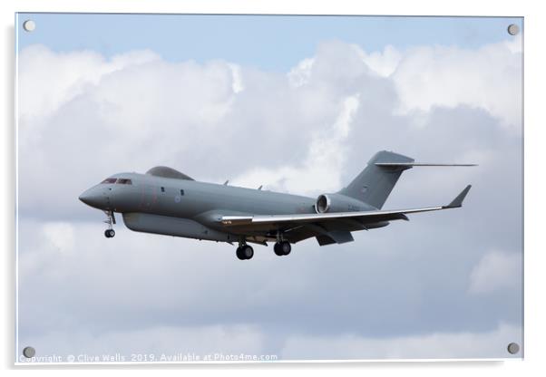 Raytheon Sentinel about to land at RAF Waddington Acrylic by Clive Wells