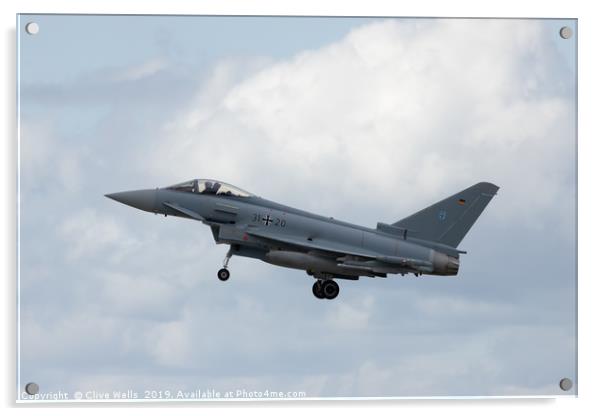 Ef2000 Eurofighter Typhoon on finals at RAF Waddin Acrylic by Clive Wells