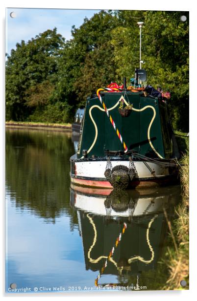 Moored boat on the Grand Union Canal at Blisworth Acrylic by Clive Wells