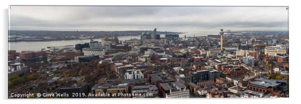 Panorama of Liverpool and the waterfront Acrylic by Clive Wells