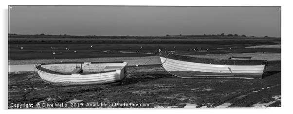 Rowing boats at Brancaster Staith, Norfolk Acrylic by Clive Wells
